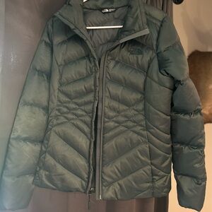 The North Face Green Chevron Quilted Puffer Jacket